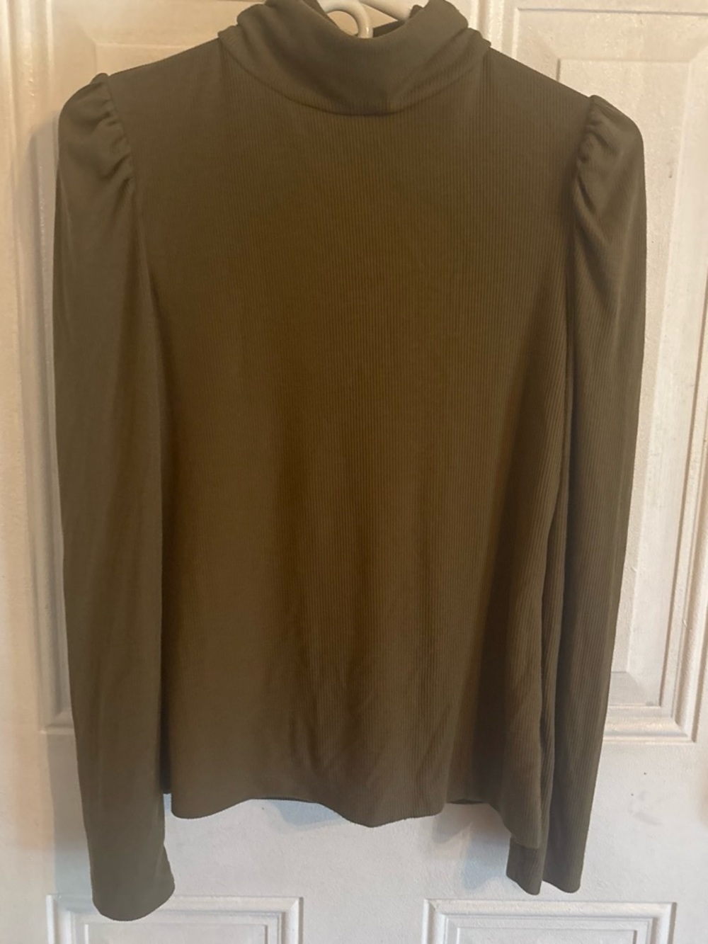 Olive Green Ribbed Mock Neck Long Sleeve Top